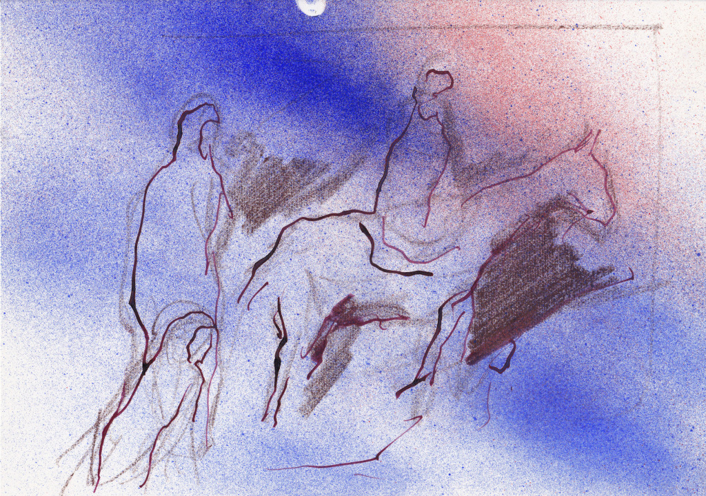 Ernesto Treccani, Melissa, 1996, china, pastelli e spruzzo su carta, 21x29,7 cm, collezione privata.