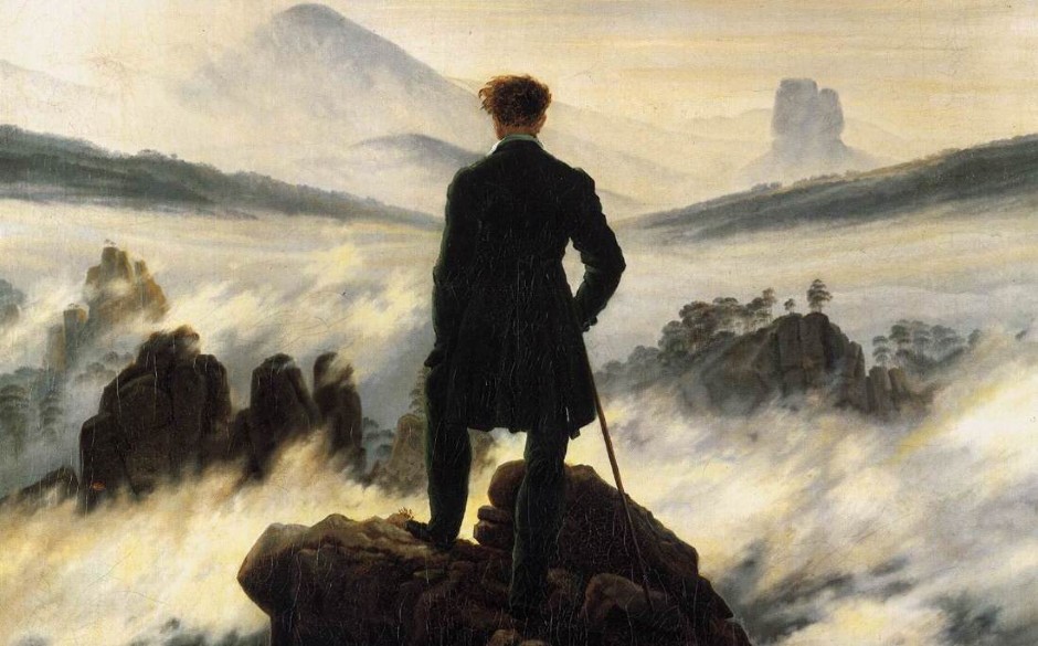 Kaspar David Friedrich, Il viandante sul mare di nebbia, 1817, Kunsthalle, Hamburg.