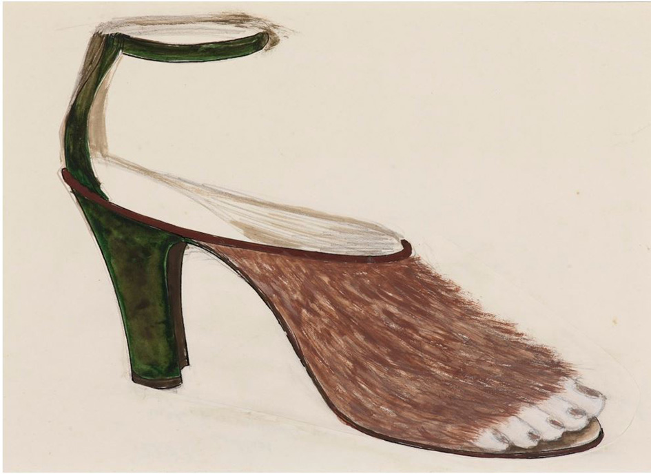 Meret Oppenheim Sandals pour Schiaparelli (Projekt für Sandalen) 1936 
